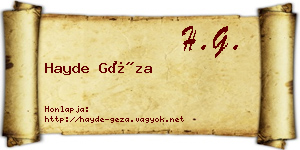 Hayde Géza névjegykártya